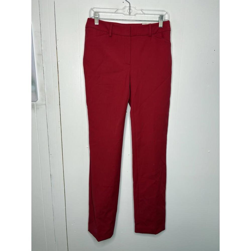 Chicos Pants Womens 000 0 Tall So Slimming Straight Leg Red Career Office
